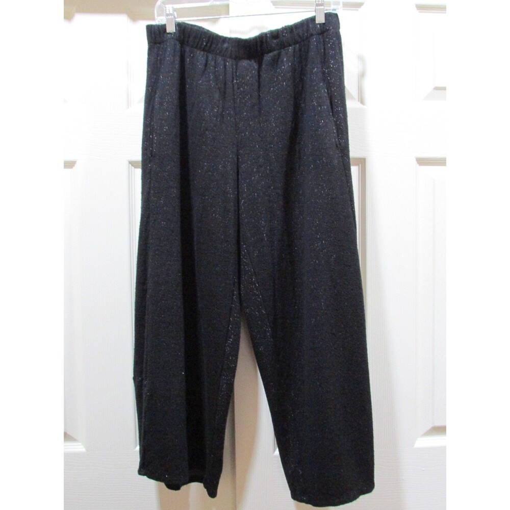 NOBLU BLACK with WHITE FLECKS WIDE LEG PANT SIZE L